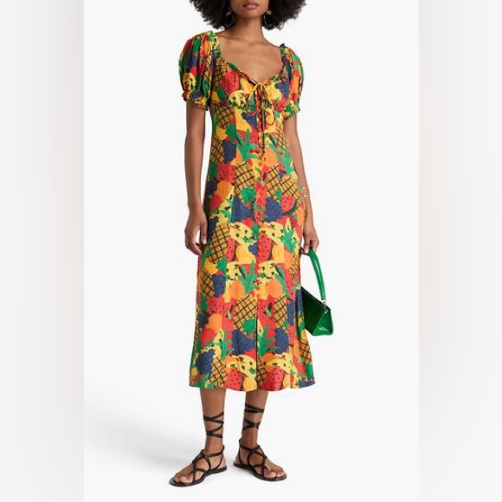 Farm Rio x Anthropologie Fruit Salad Midi Dress S - Picture 2 of 10